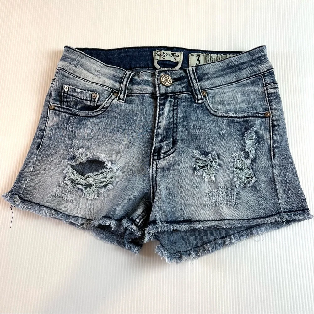Indigo Rein Forever Distressed Denim Shorts. Sz 3 - Picture 1 of 11